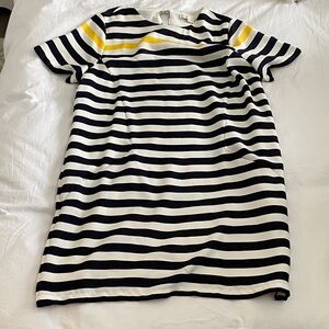 cooper & ella Black, White & Yellow Striped Short Sleeve Dress